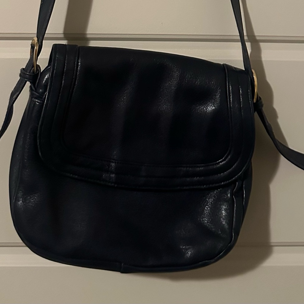 Tiagnanello Leather Crossbody Bag-Navy Blue Shoulder Bag with Adjustable Strap